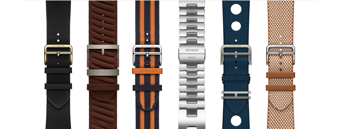Apple Watch Hermès bands in various styles and colors