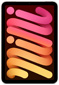 iPad mini, front view, featuring vibrant, gradiant cursive that reads “mini”