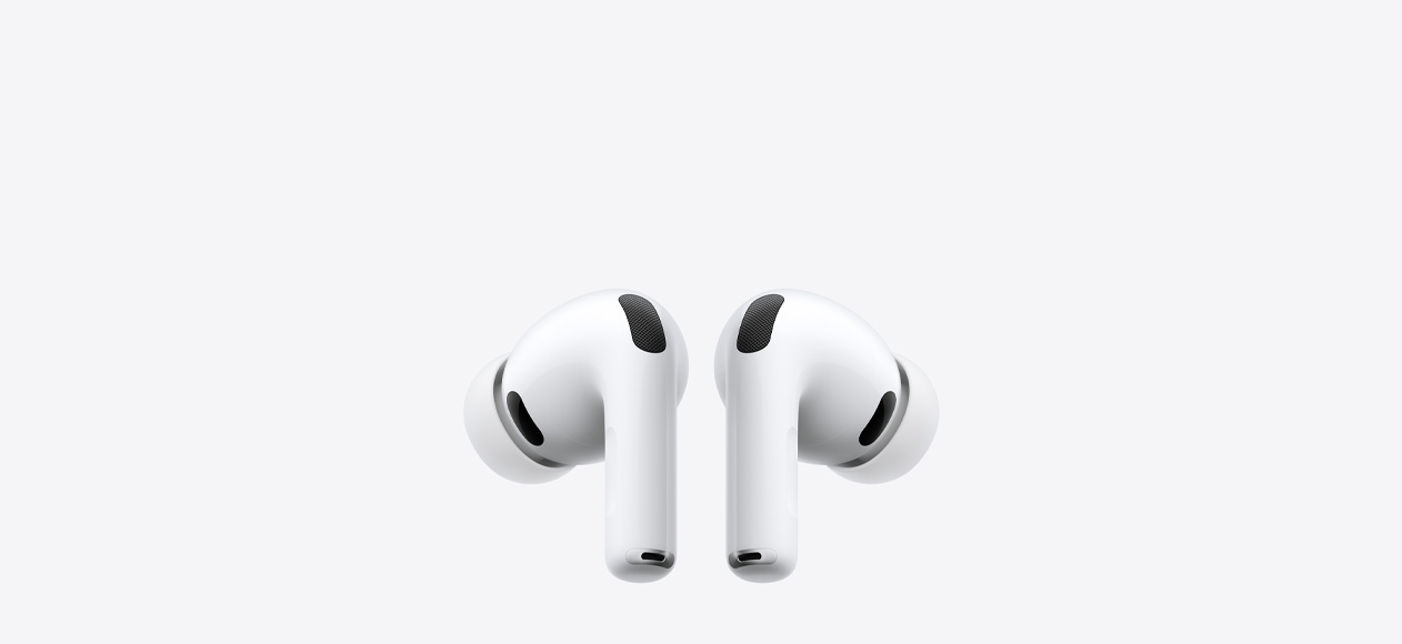 AirPods Pro 3, bezdrátová sluchátka, bílá barva, silikonové špunty do uší